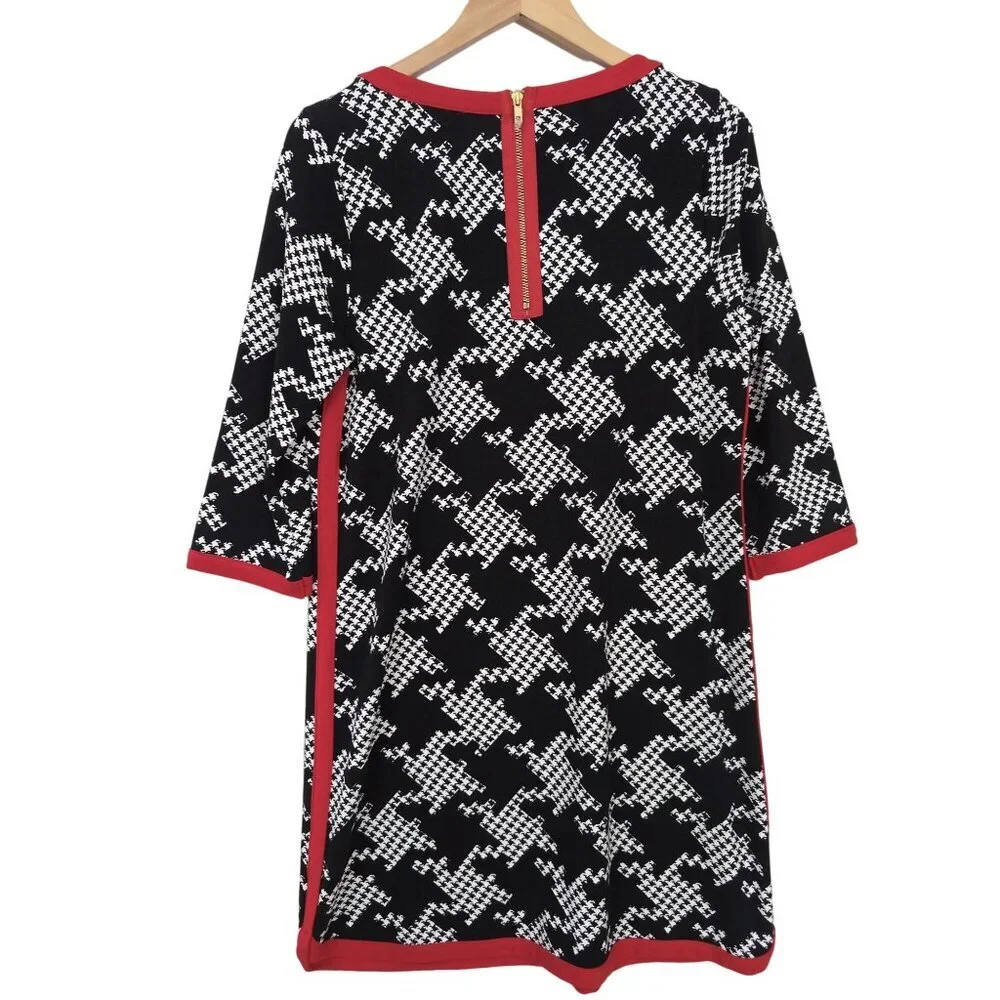 Crown & Ivy‎ Dress Womens M Black White Houndstooth Preppy Career Office